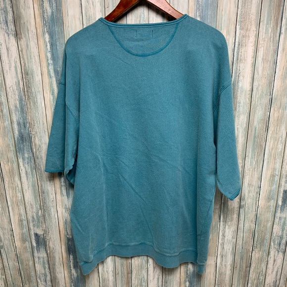 ZARA Man Short Sleeve Sweatshirt Dyed Teal Sz M - Picture 4 of 7